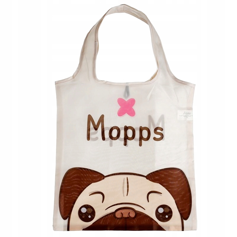 

Składana wielorazowa torba na zakupy Pies Mops