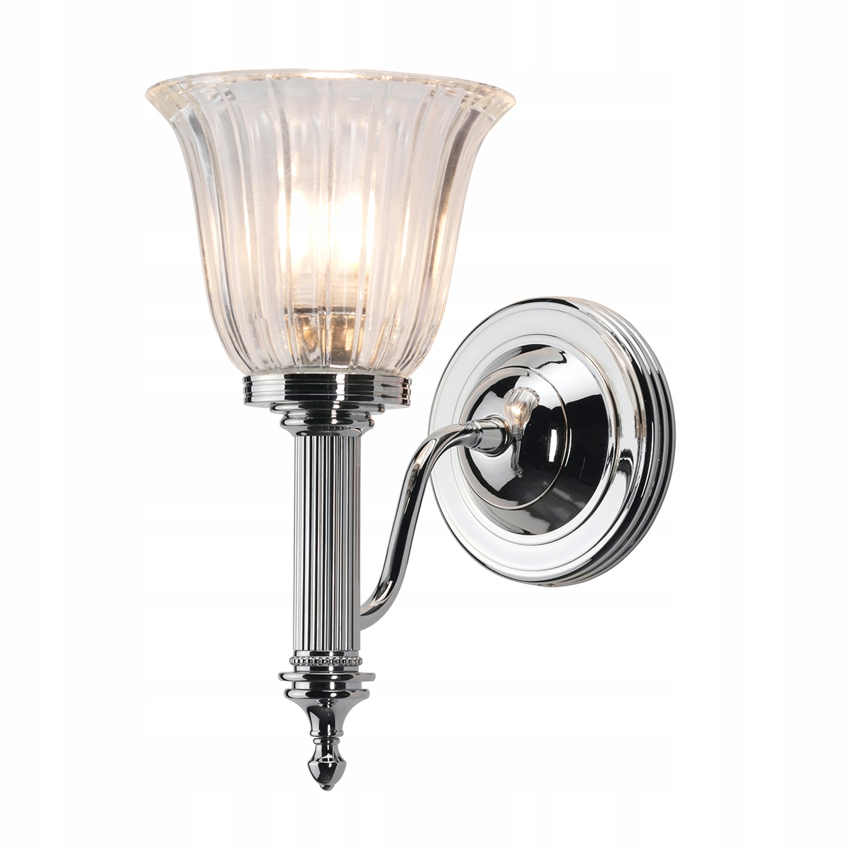 Nástenná lampa chrómová, sklenená, ozdobná do spálne glamour Elstead