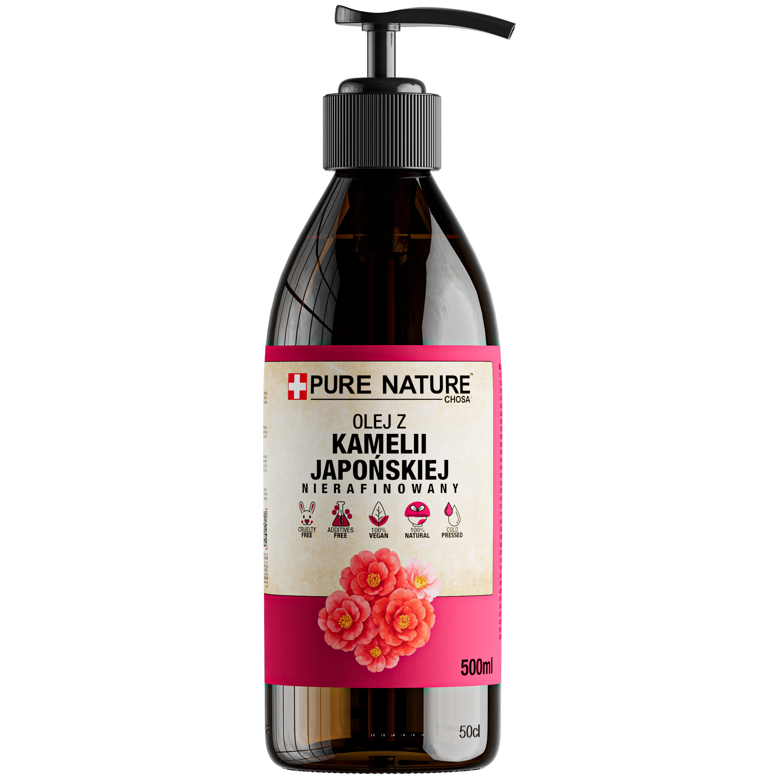 Olej Tsubaki Z Japonské Kamélie Nerafinovaný Za Studena Lisovaný Dávkovač 0,5 l