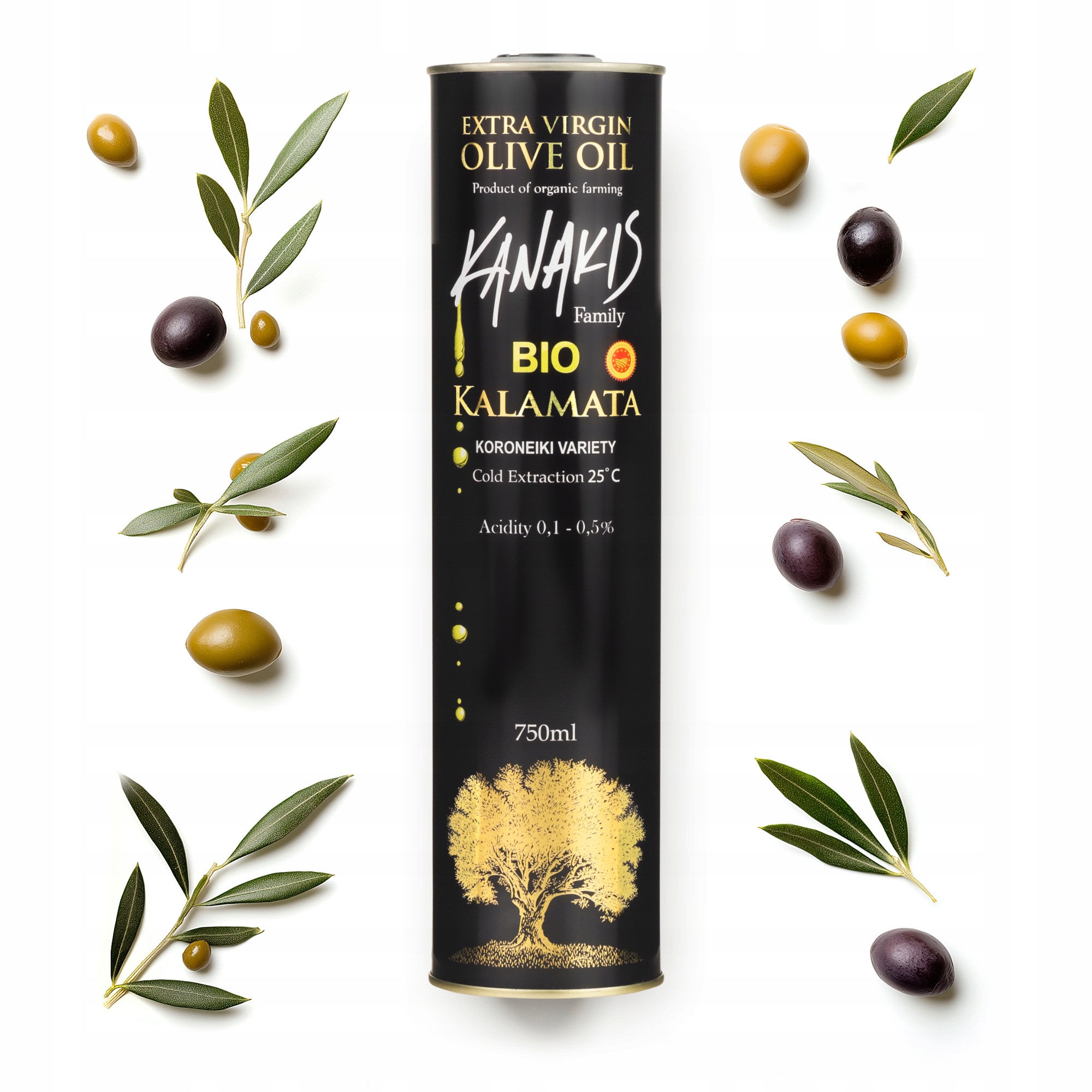 Extra panenský olivový olej Řecký 750 ml Organický Bio Kanakis Čerstvý