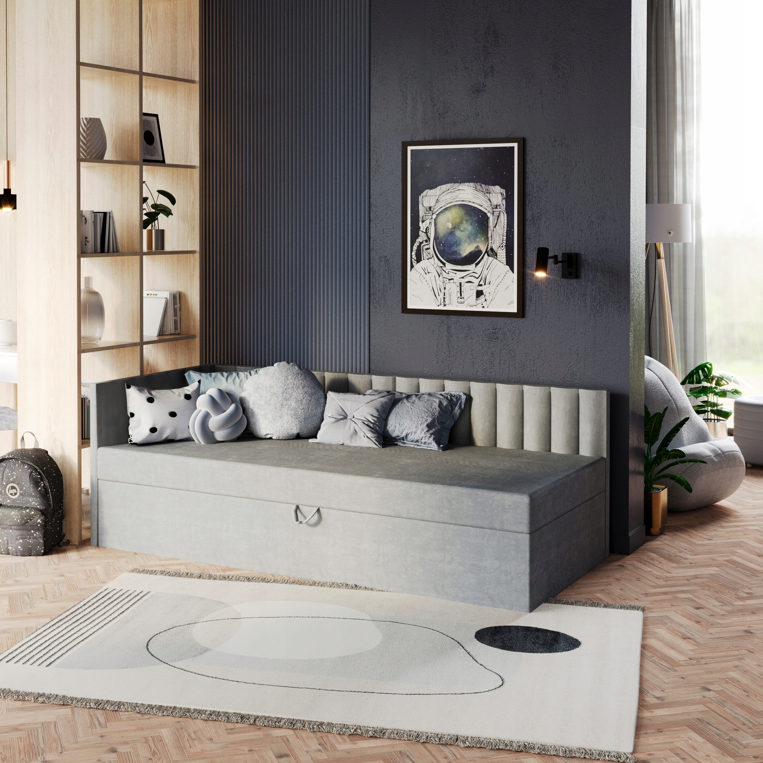 

Łóżko tapicerowane młodzież 90x200 tapczan Jula