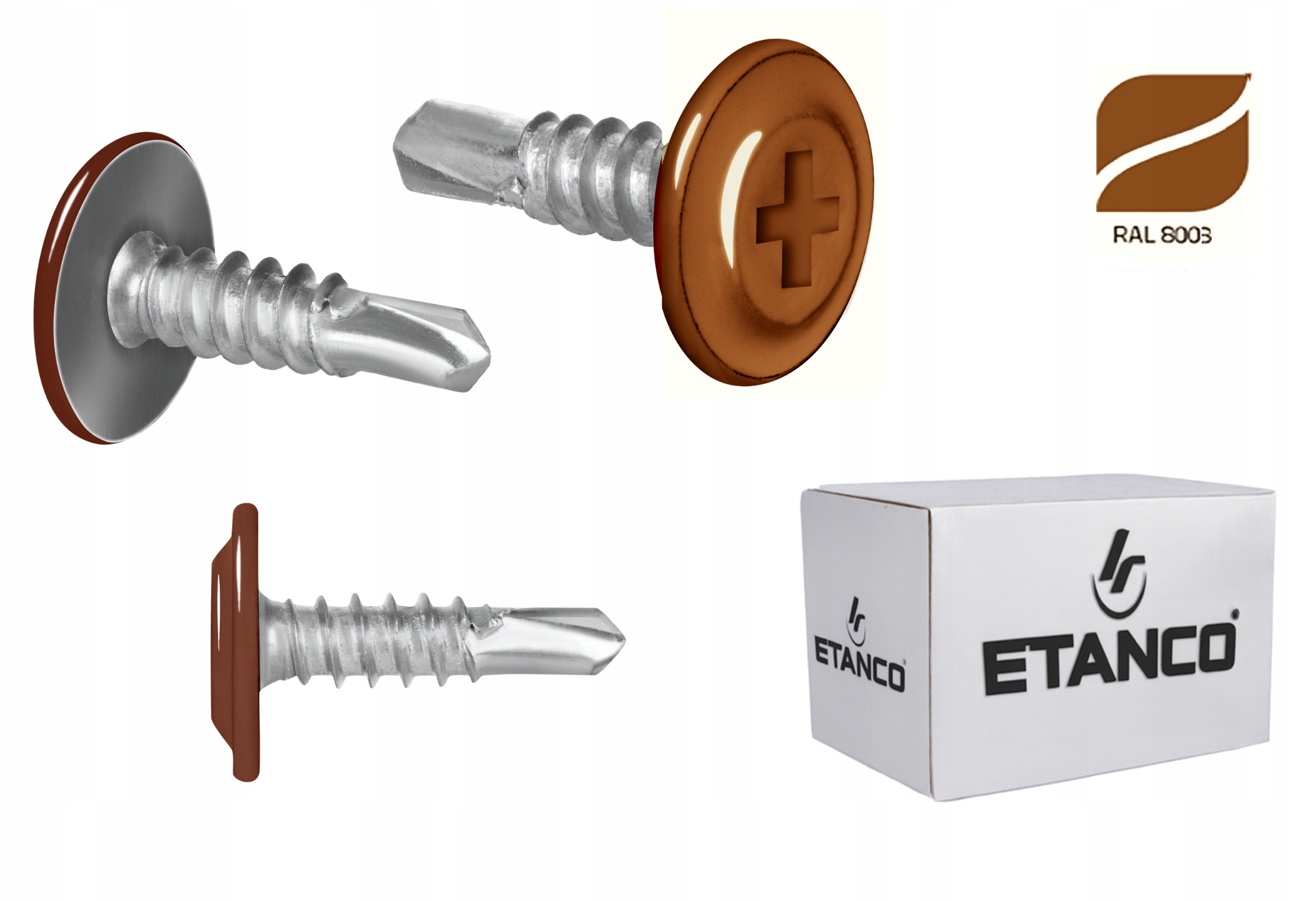 Wkręty obróbkowe do blachy Etanco Gm-b 4,2x40 RAL8003 Złoty Dąb 250szt.