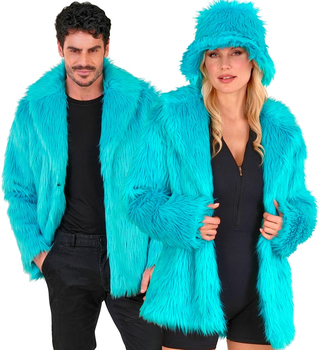 Plyšová bunda Unisex Tyrkysová Festivalová bunda Rock And Roll L/XL