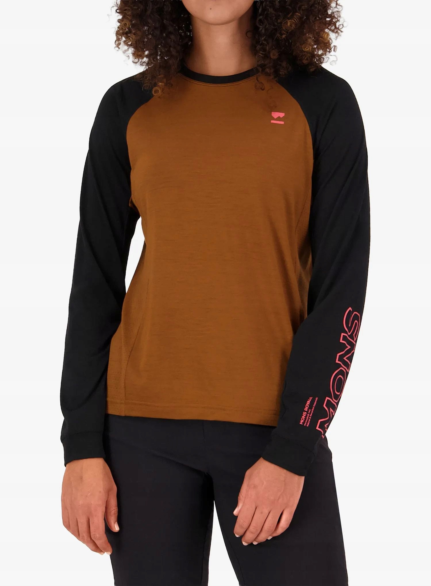 Bluza rowerowa damska Mons Royale Tarn Merino Long Sleeve caramel/blk Xs