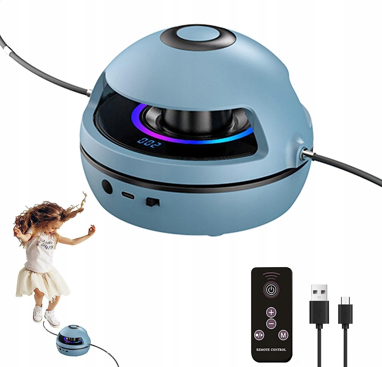 Skakanka Maszyna Linowa Inteligentna Do Skakania Led Bluetooth Usb 10 tryby