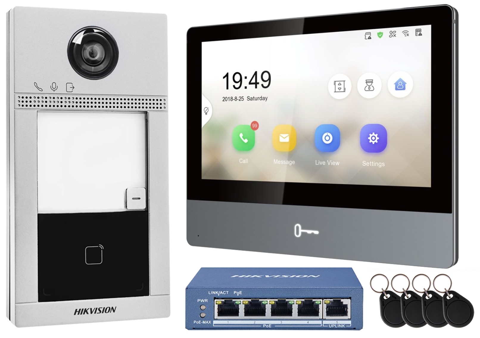 Videovrátnik WiFi Hikvision Villa Monitor Dotykový Ips 7" Brána