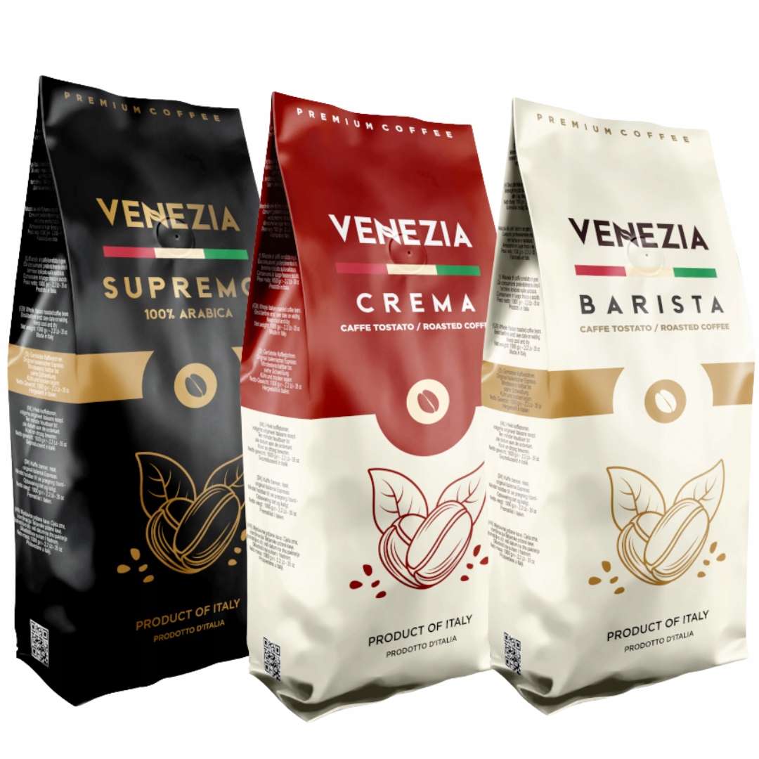 Káva zrnková Venezia sada 3 kg káva čerstvě pražená crema barista