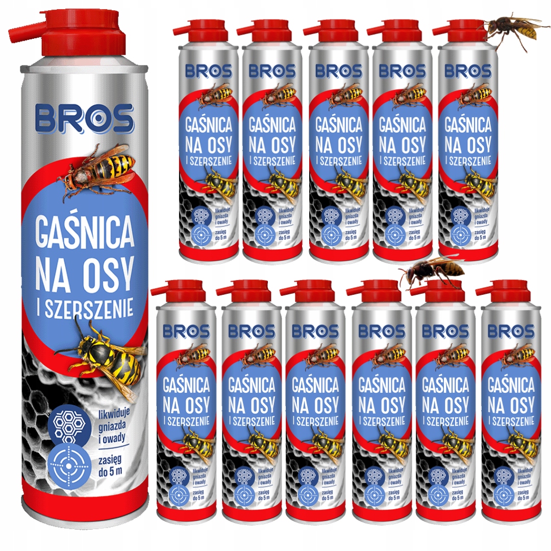 Spray Aerozol Gaśnica Środek Na OSY SZERSZENIE Gniazda BROS 600mlx12szt.