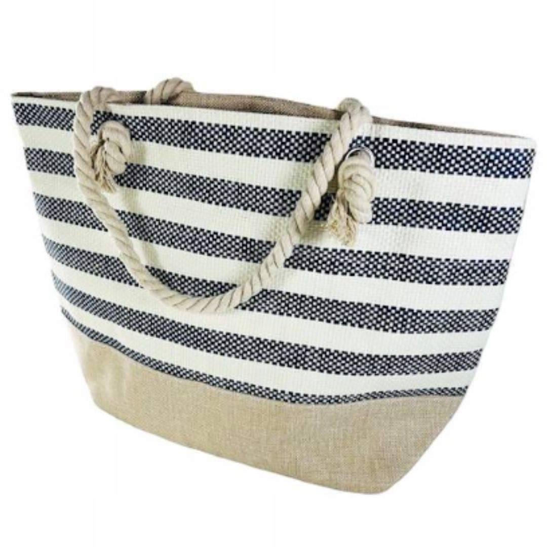 TORBA PLAŻOWA DUŻA ZAPINANA NA ZAMEK TOREBKA SHOPPER Z PODSZEWKĄ PIKNIK XXL