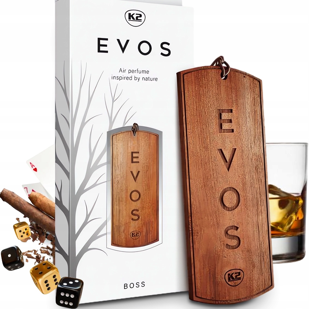 K2 EVOS BOSS DREWNIANA ZAWIESZKA ZAPACHOWA ZAPACH DO SAMOCHODU AUTA