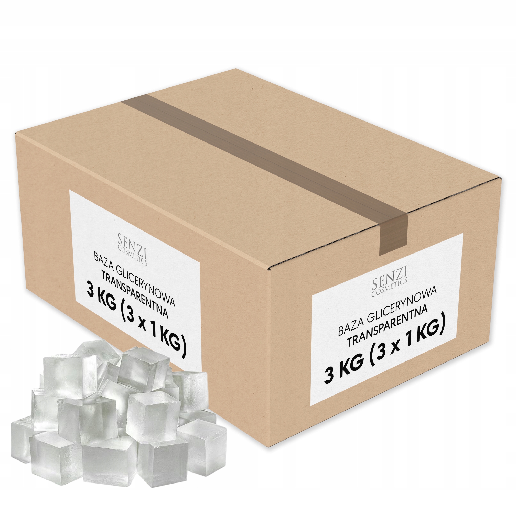 Glycerinová mýdlová báze na mýdlo Průsvitná 3 x 1 kg Clear Bez Sls 3-PAK