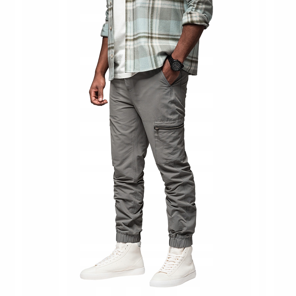 Spodnie męskie joggery z kieszeniami cargo szare V4 OM-PAJO-0200 XXL