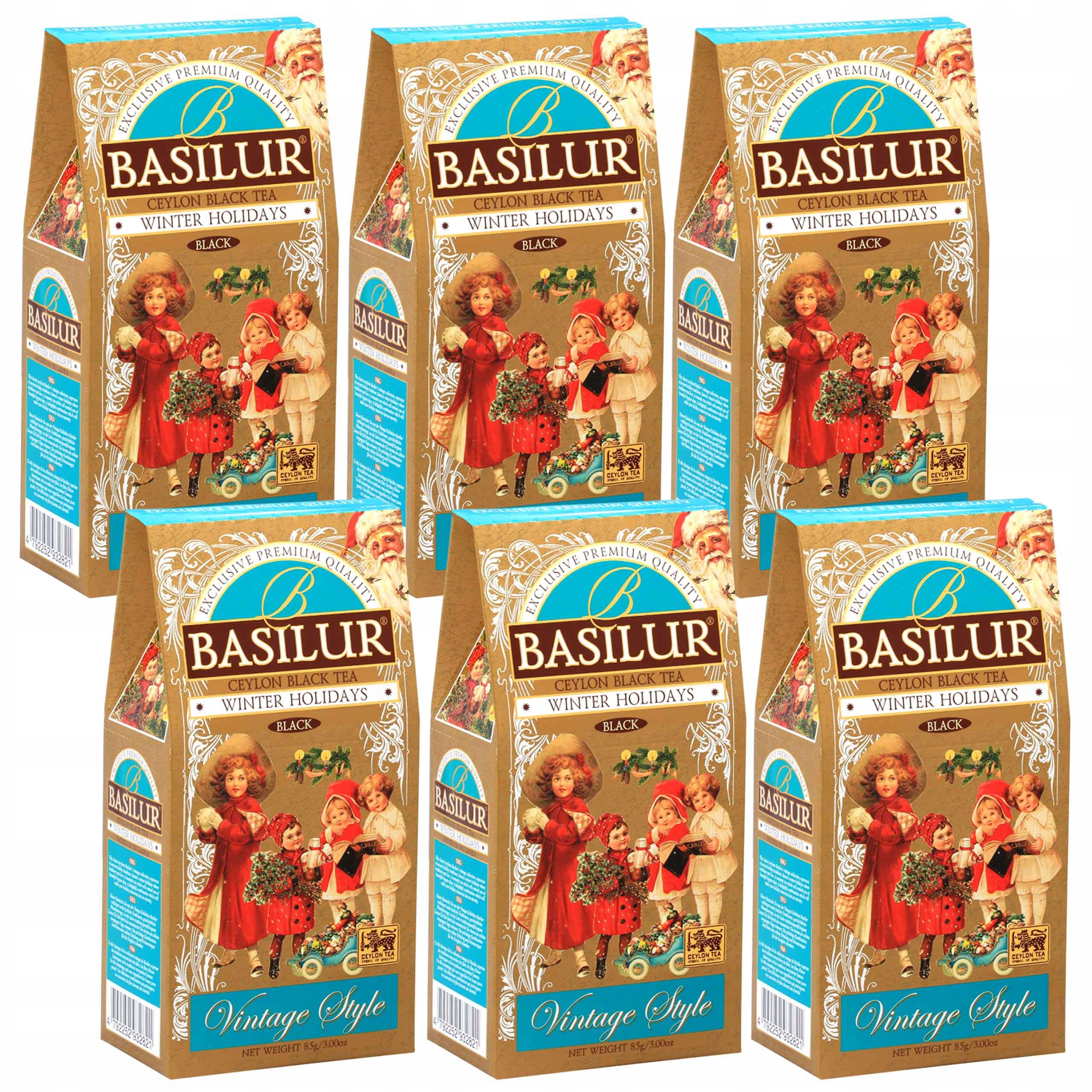 Levně Bbasilur Zimní Černý listový čaj s přídavkem třešní Vánoční 6 ks