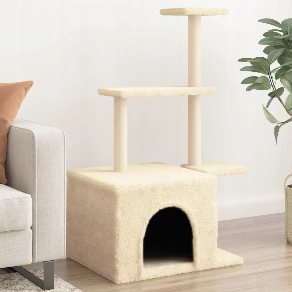 Levně Petrashop Škrabadlo pro kočky se sisalovými sloupky krémové 110 cm Krémová