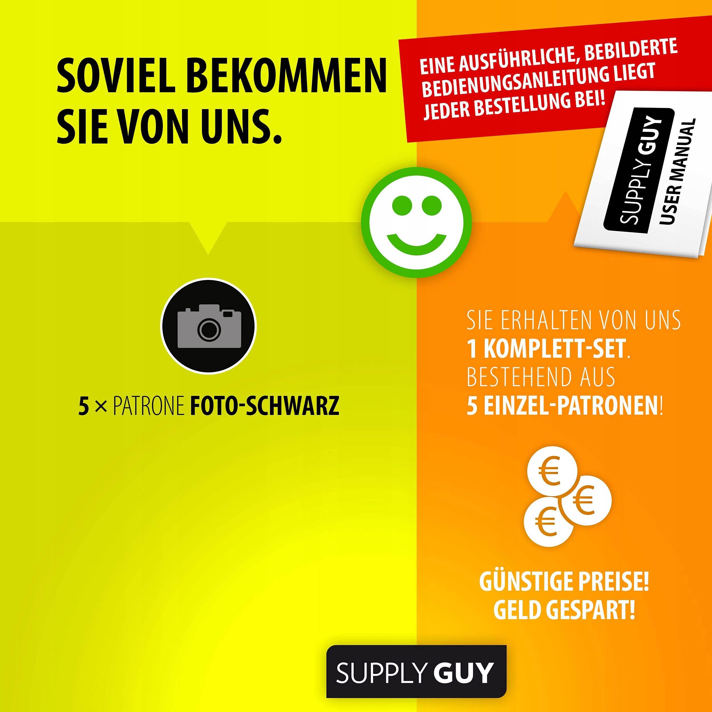 SUPPLY GUY 5 Tusze Z Chipem Kompatybilne z CLI-551 BK Photoschwarz — miniatura 3