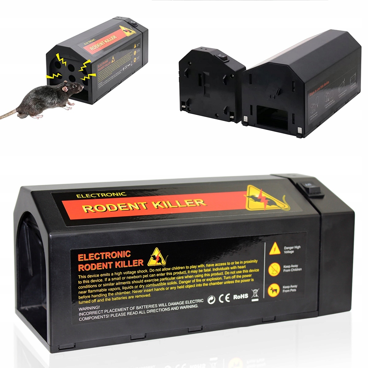 Pułapka Łapka Na Szczury Myszy Gryzonie Elektryczna Porażenie Prądem Mocna