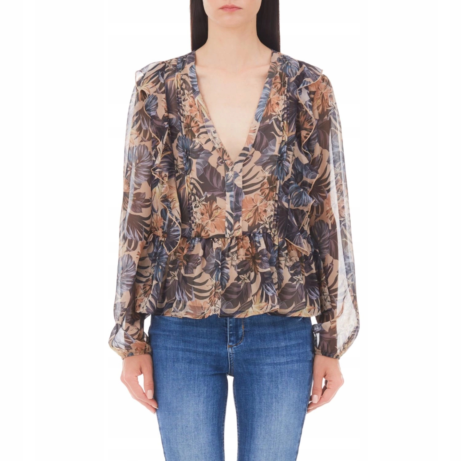 Dámská vzorovaná halenka Liu Jo s dlouhým rukávem a tenkými volánky, velikost vel.