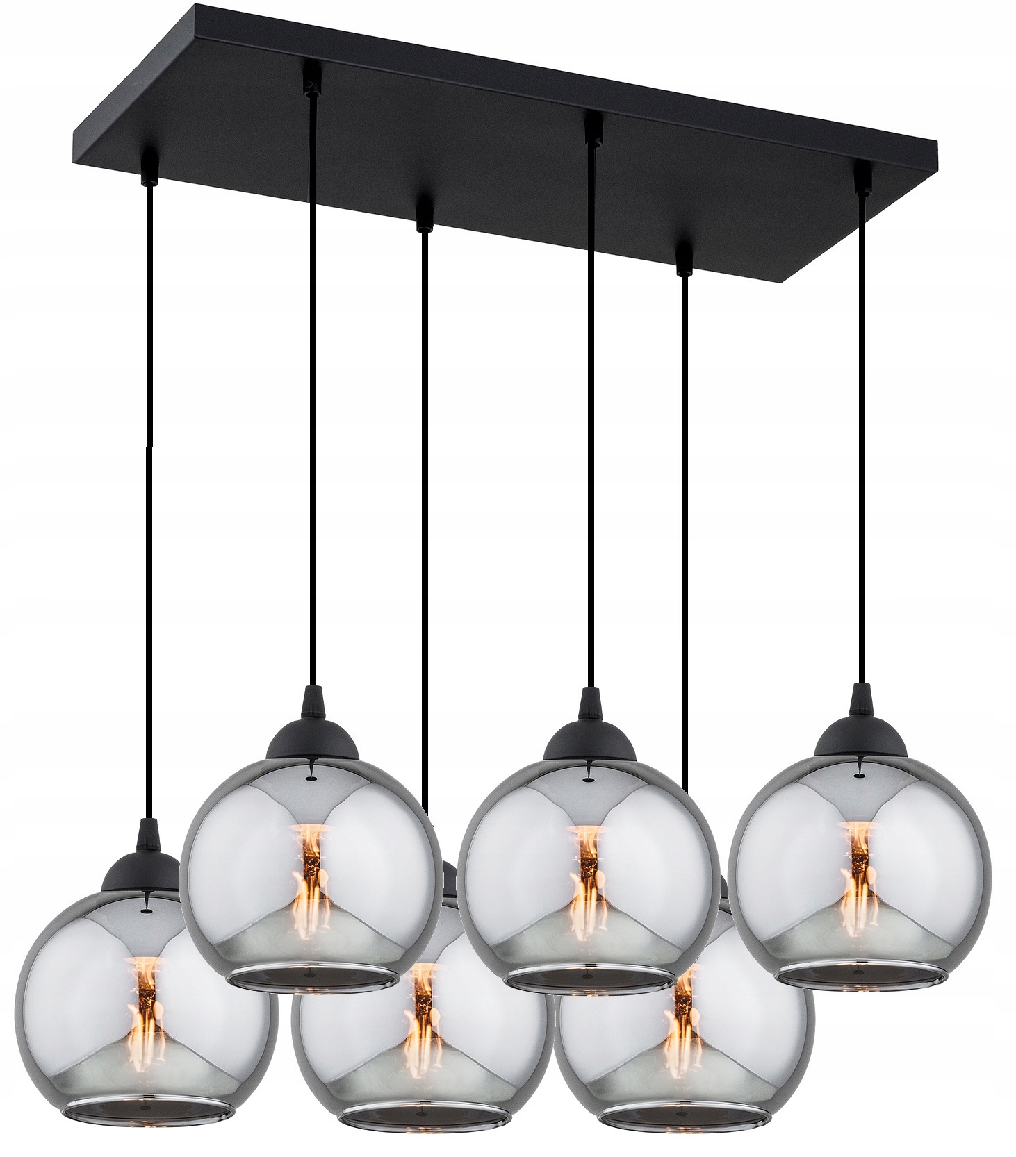 Lampa Wisząca Sufitowa Żyrandol Czarna Kula Chrom Dior Led E27