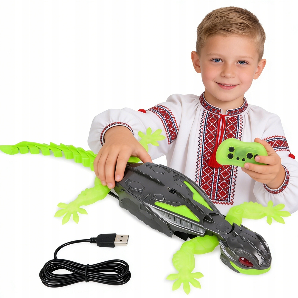 ROBOT GEKON RC WSPINAJĄCY SIĘ PO ŚCIANACH Z LED ŁADOWALNY DLA DZIECI PILOT
