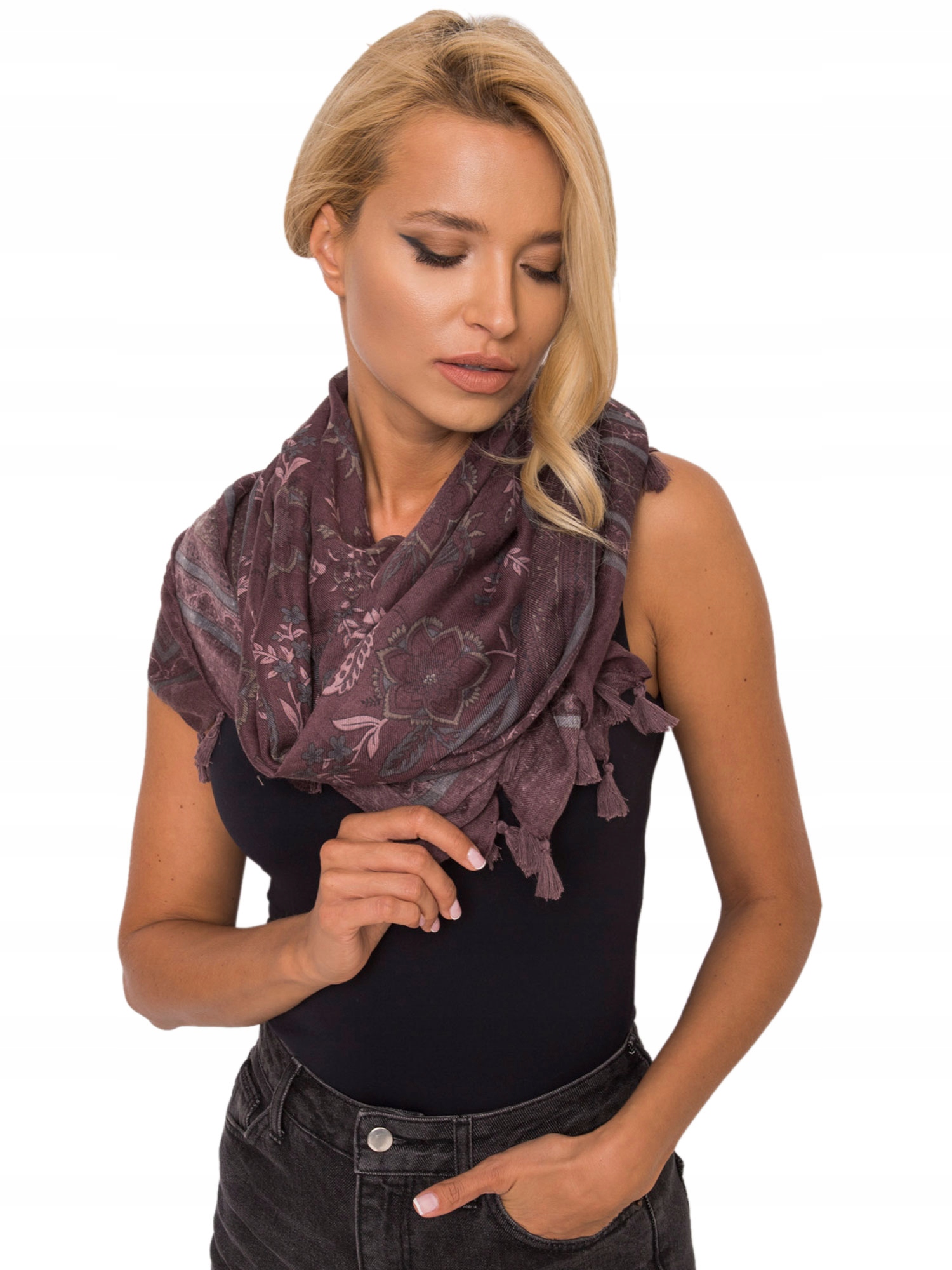 

Chusta damska Apaszka szal Bandana wzór roślinny