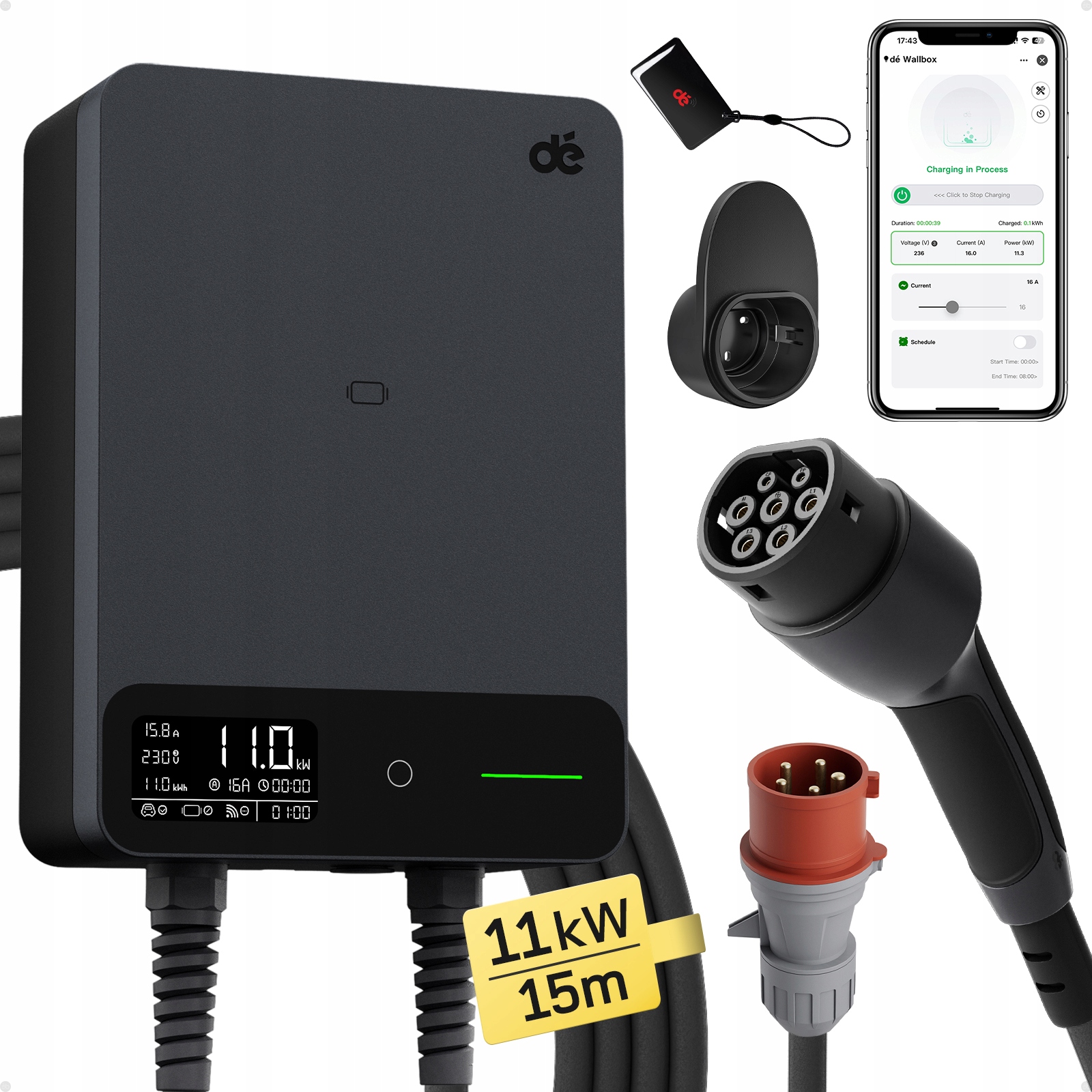 Stacionárna nabíjačka do auta Wallbox Ev 11 kW Typ 2 s Wi-Fi 15 m