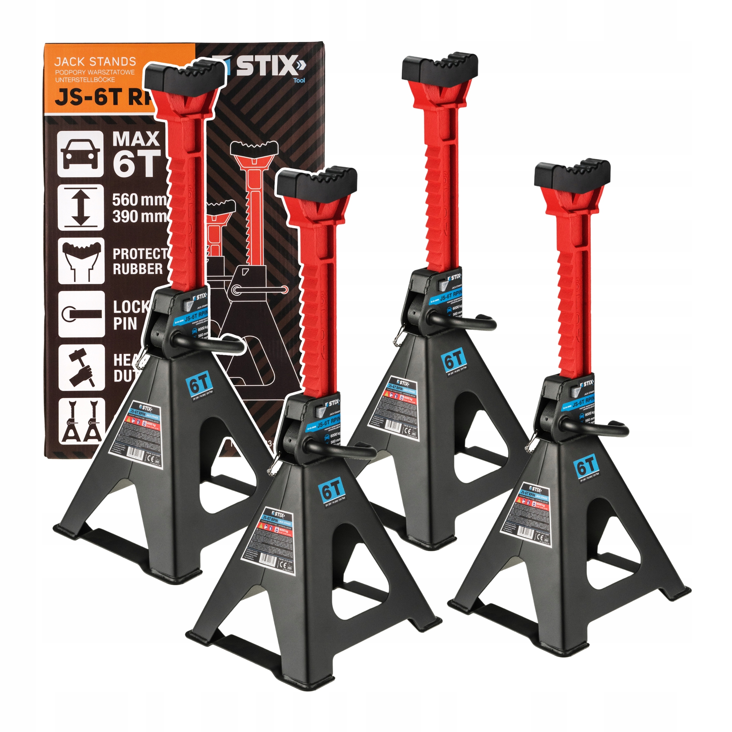 4X Kozlíky Podstavce 6T Pod Auto Nastavitelné Podpěry S Blokováním Pin Stix