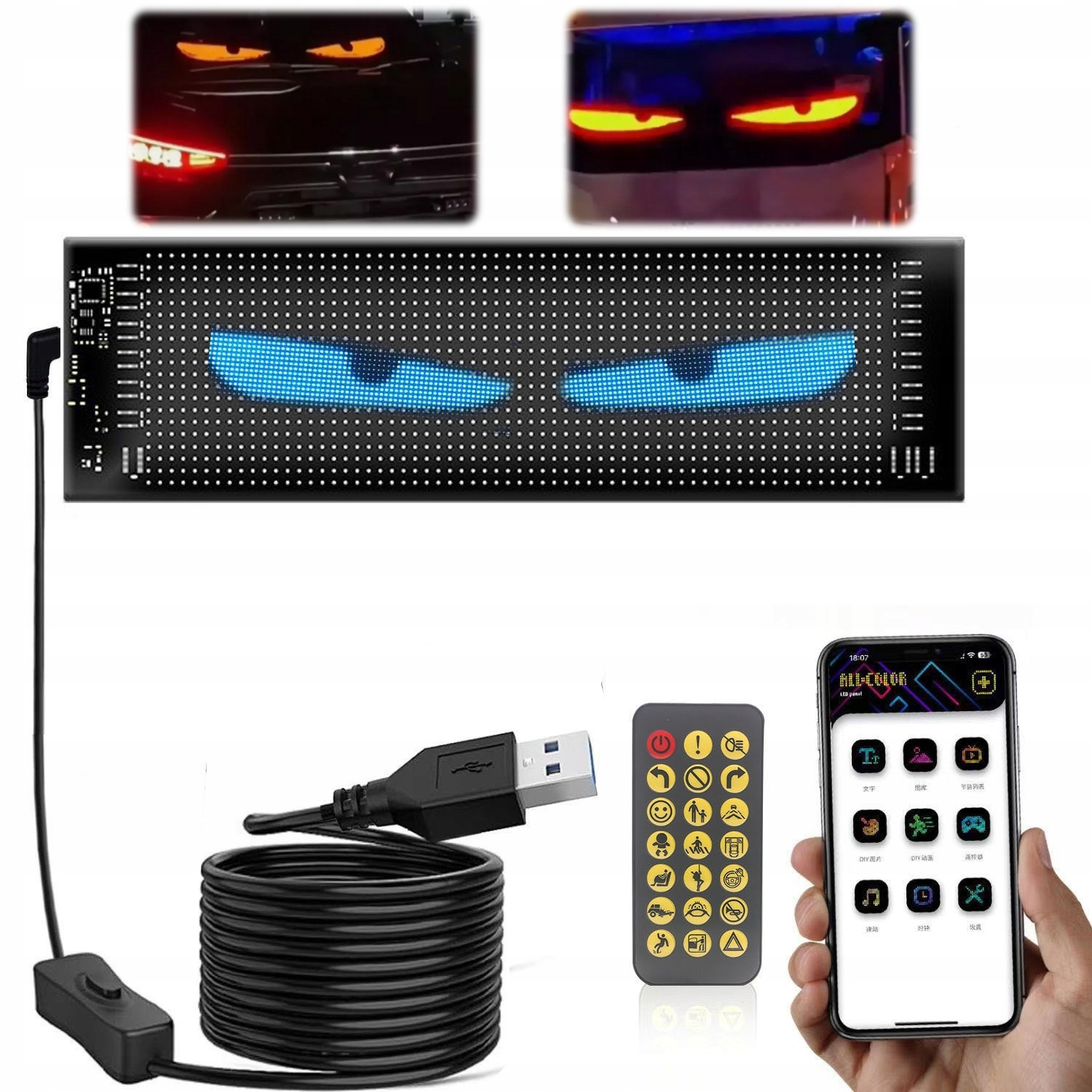 LAMPKA SAMOCHODOWA DYNAMICZNE DIABELSKIE OCZY LED CIĘŻARÓWKI SUV