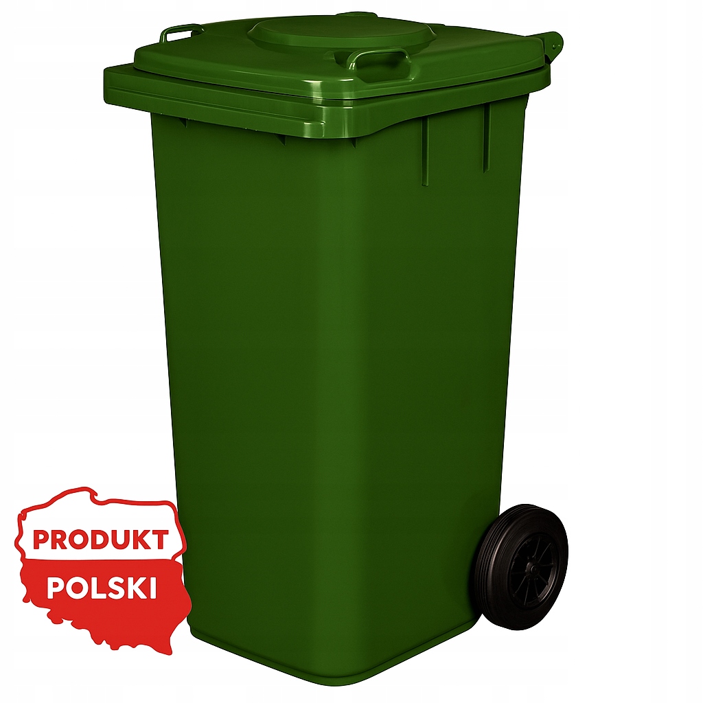 Kosz kubeł pojemnik na odpady 120L zielony – segregacja szkła szkło