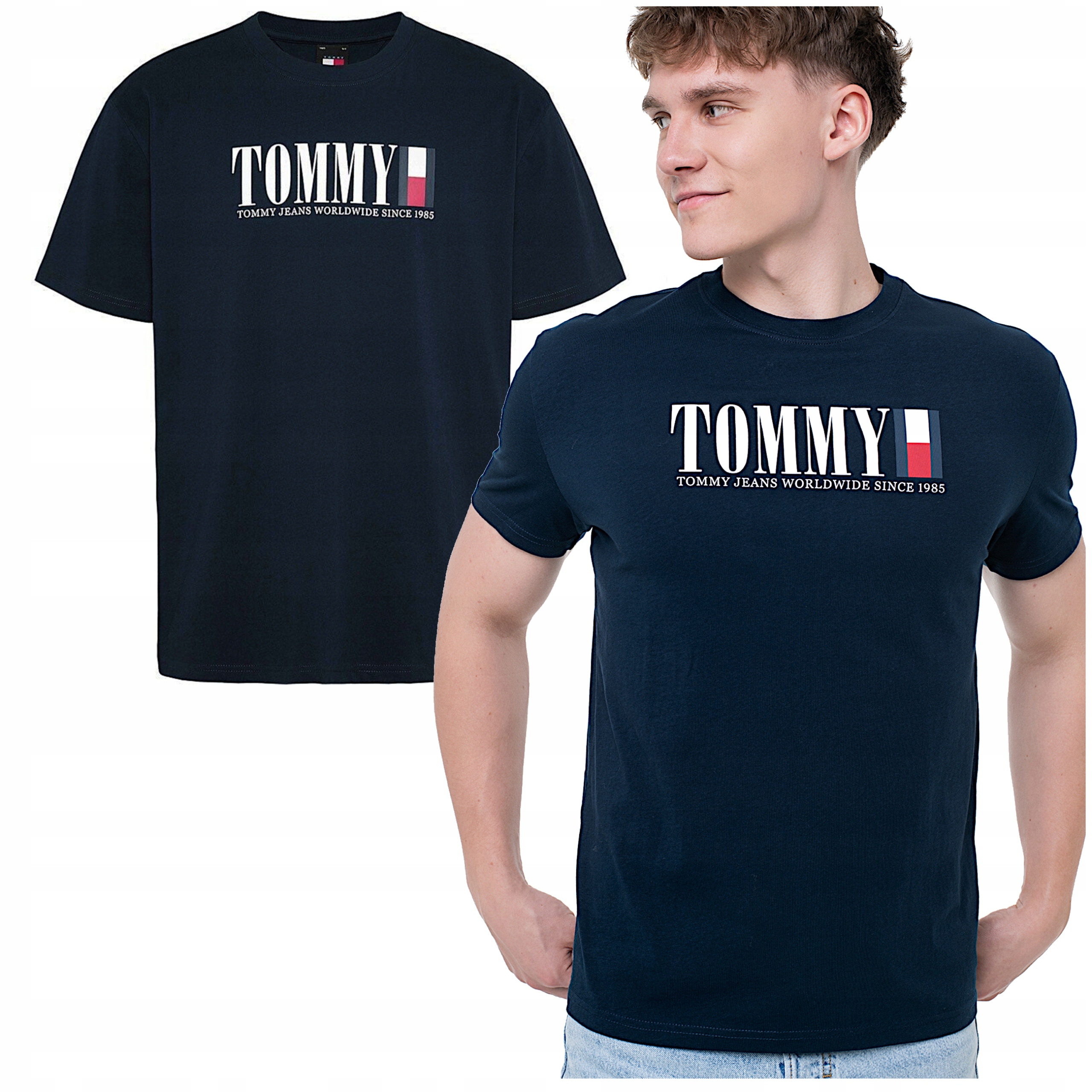 Tričko pánské tričko Tommy Hilfiger Jeans 1985 tmavě modrá bavlna S