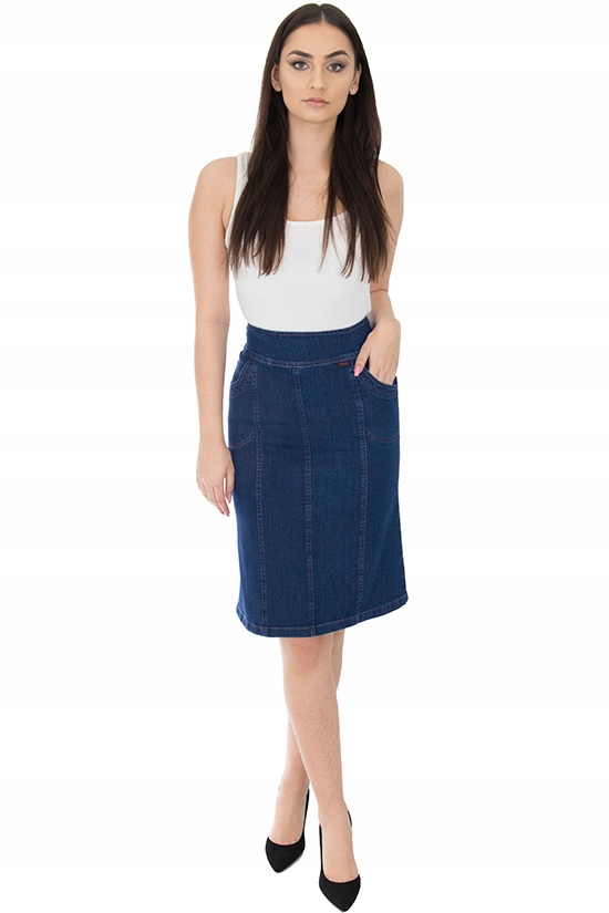 SPÓDNICA JEANS MIDI (38-54) KOLORY r.54 Wzór dominujący bez wzoru