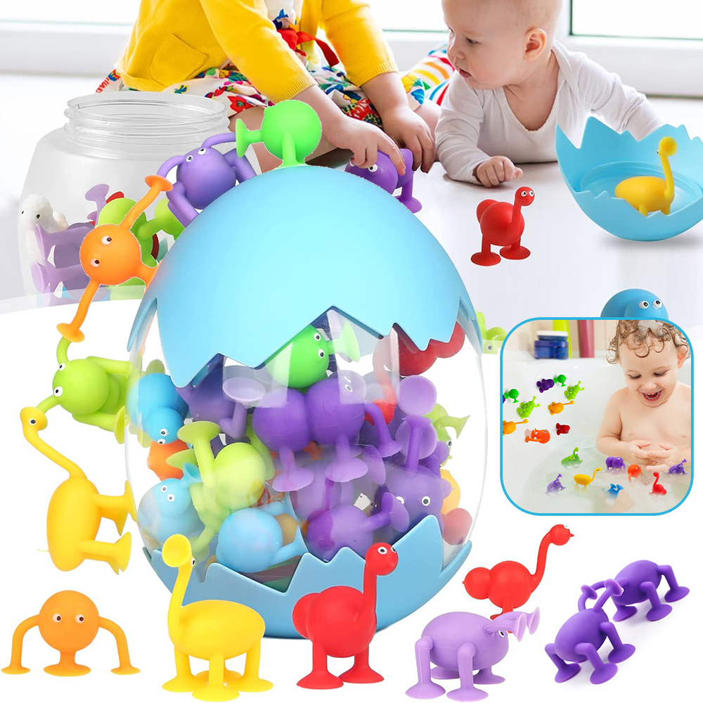 MONTESSORI ZABAWKA Z PRZYSSAWKĄ, PRZECHOWYWANIE JAJ DINOZAURÓW, DO KĄPIELI