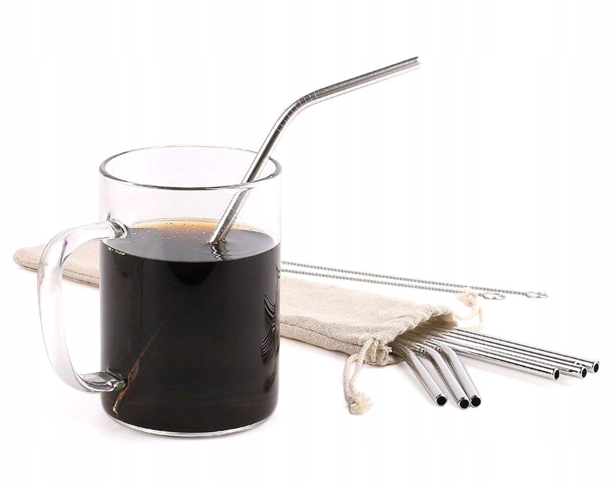 SŁOMKI METALOWE RURKI DO PICIA KAWY DRINKÓW UNIWERSALNE ZESTAW x8 AG371A Seria AG371A