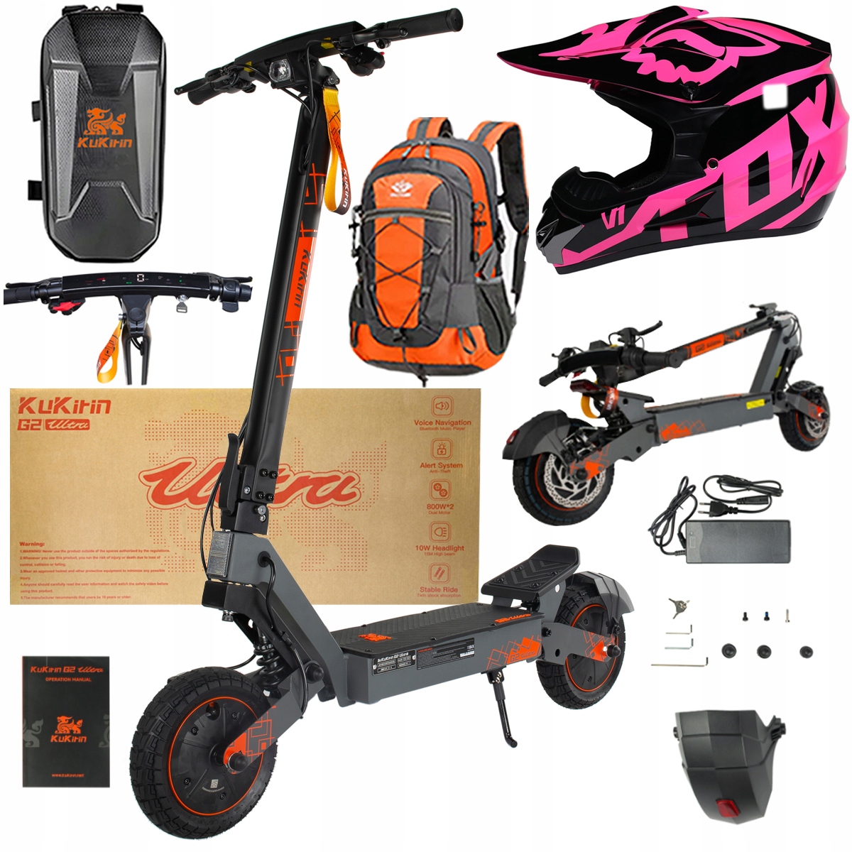 Kukirin G2 Ultra elektrické vozidlo 2000W 55km/h 55KM 48V18Ah 10" dárky