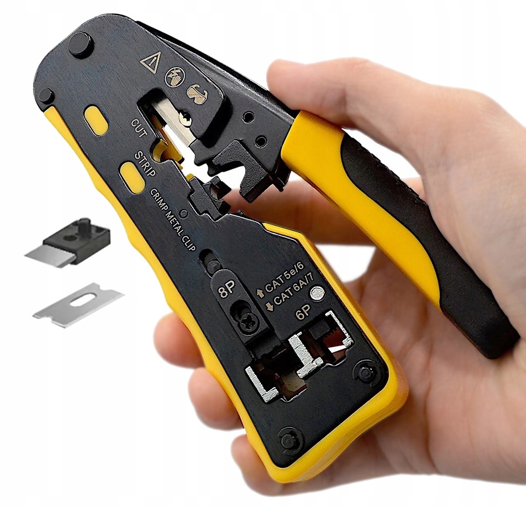 Zaciskarka Klanet RJ45 CAT5/6/7 z ściągaczem izolacji i nożykiem