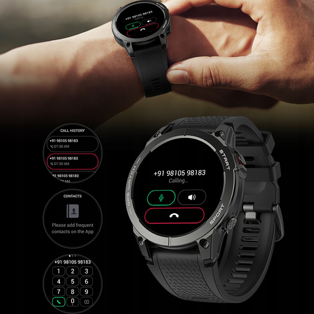 SPORTOWY ZEGAREK SMARTWATCH MĘSKI GPS PULS ROZMOWY POLSKIE MENU AMOLED Transmisja danych brak