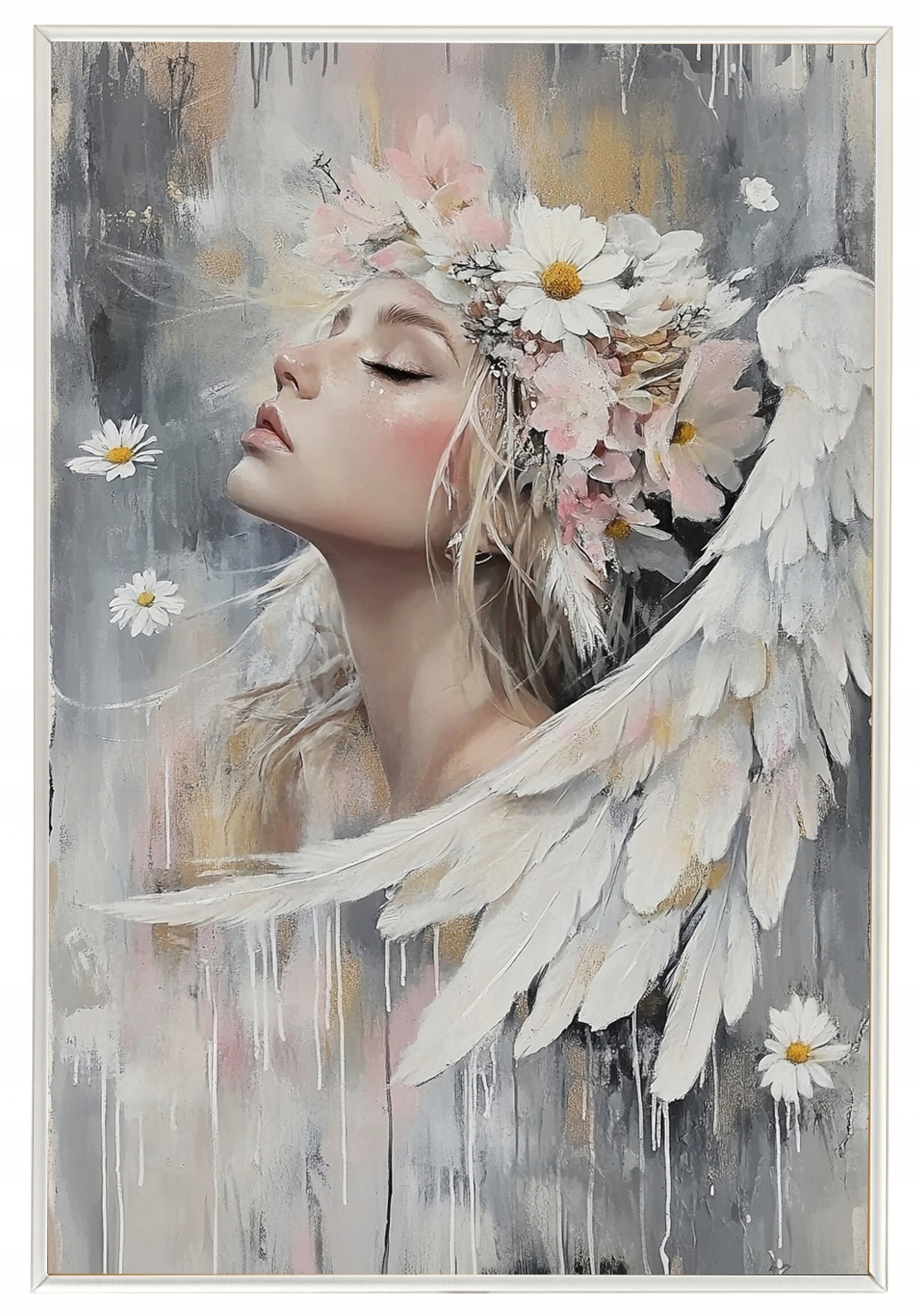 Plakát Rámeček Rámem Anděl Žena Křídla Květiny Portrét 40x60