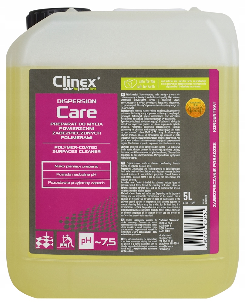 

Clinex Dispersion Care 5L Mycie Podłóg Polimerów