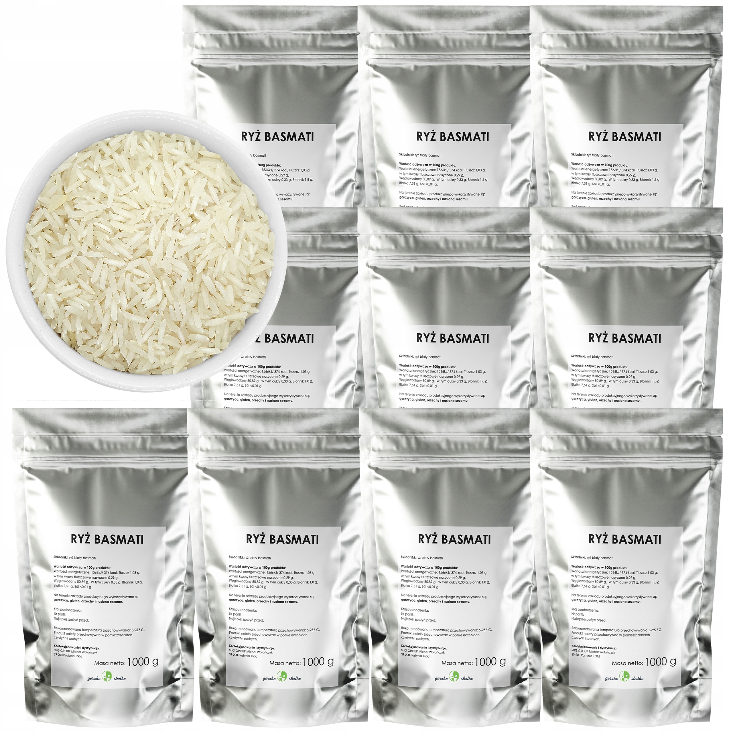 Biały ryż Basmati 10 kg długoziarnisty naturalny Gorzko Słodko