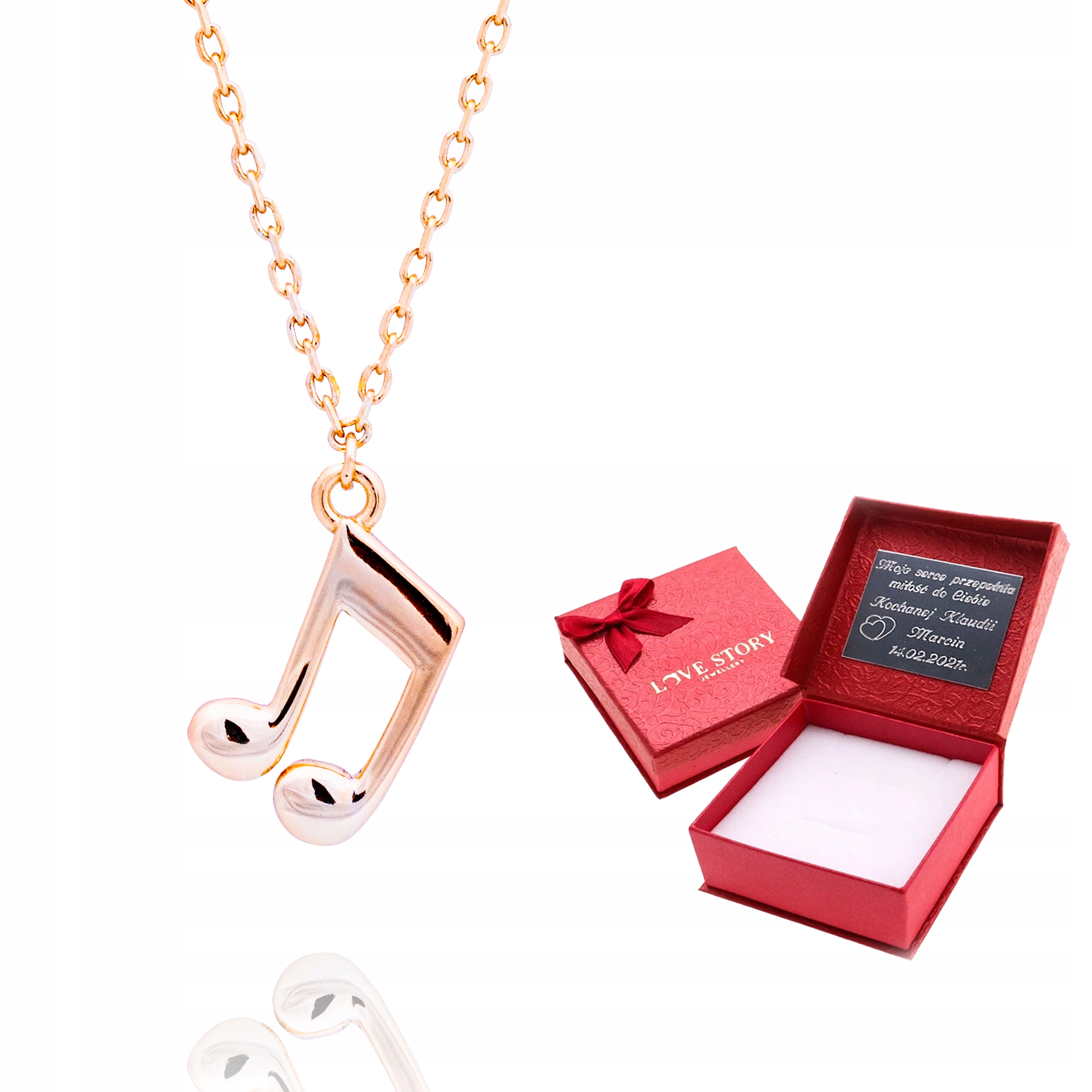 

Naszyjnik srebrny pozłacany z nutką nutka 925