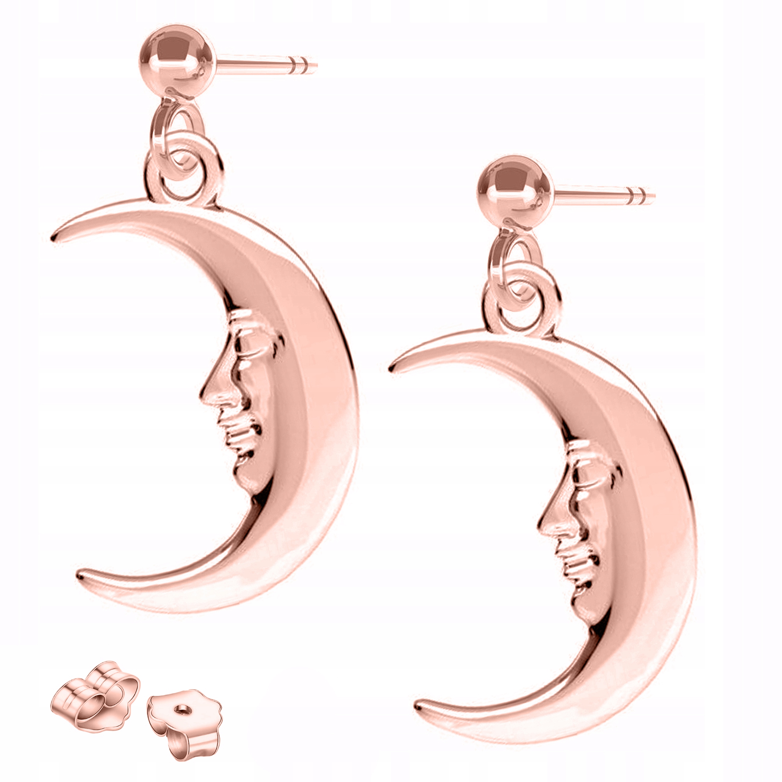 Náušnice Pozlacené Měsíce Noc Půlměsíc s tváří Měsíce Stříbro 925