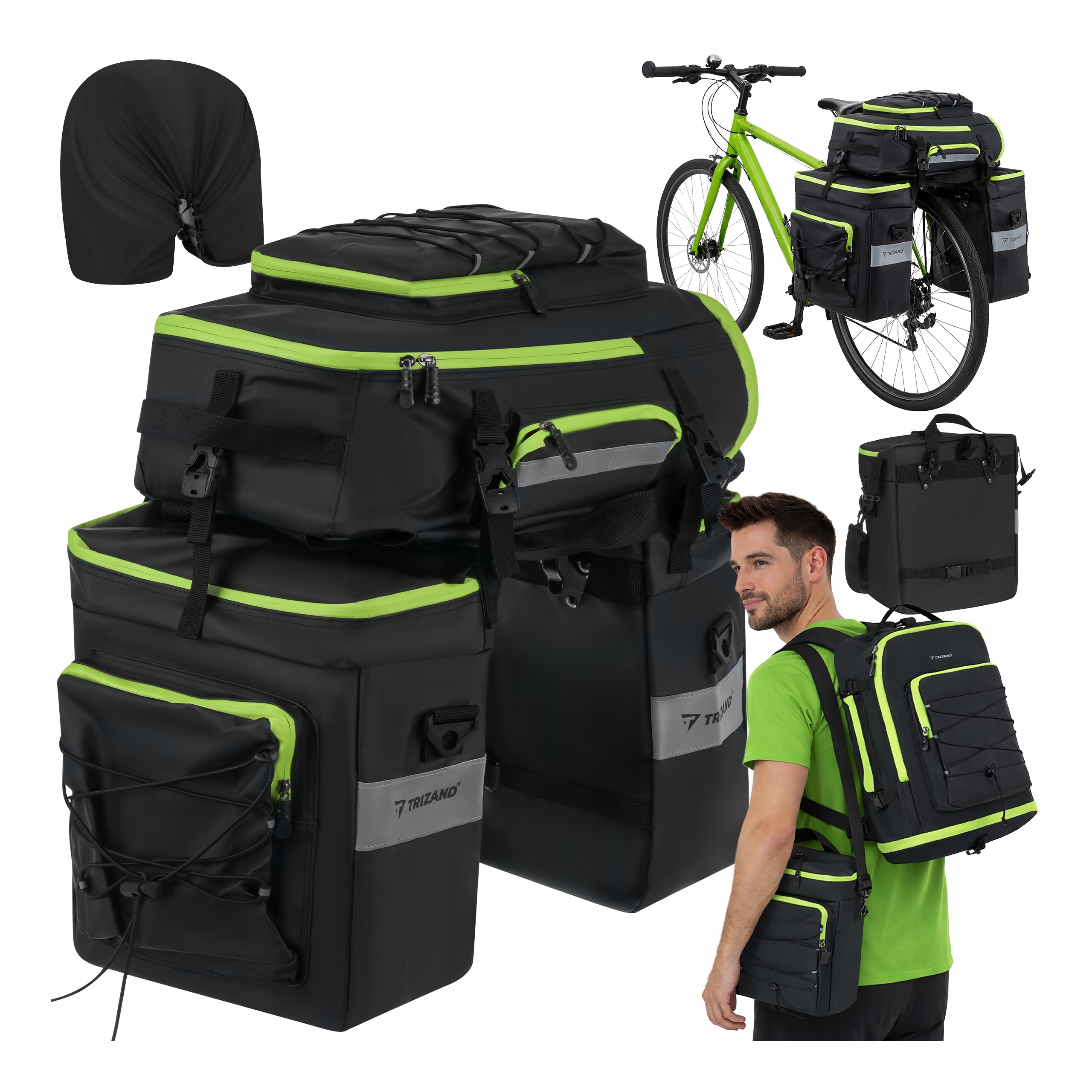 Sakwa Rowerowa Torba Bagażnik 65l Tylna Wodoodporna Pojemna Pokrowiec