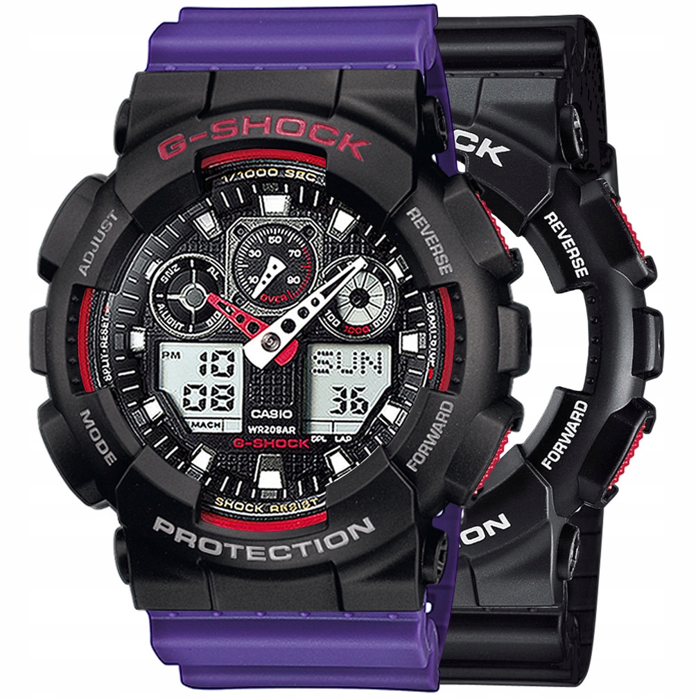 Sada G-shock GA-100-1A4ER Černá Fialová
