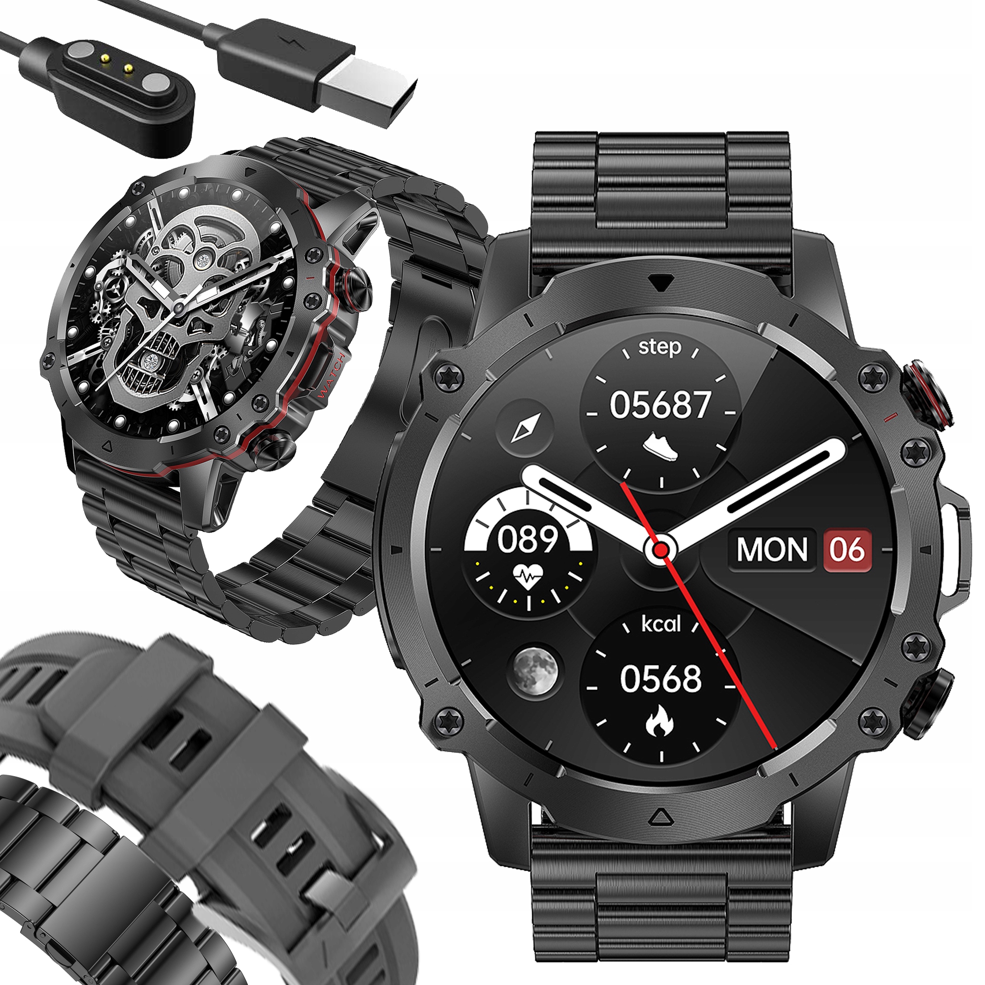 SMARTWATCH ZEGAREK MĘSKI MENU PL ROZMOWY SMART WATCH WODOODPORNY + GRATIS