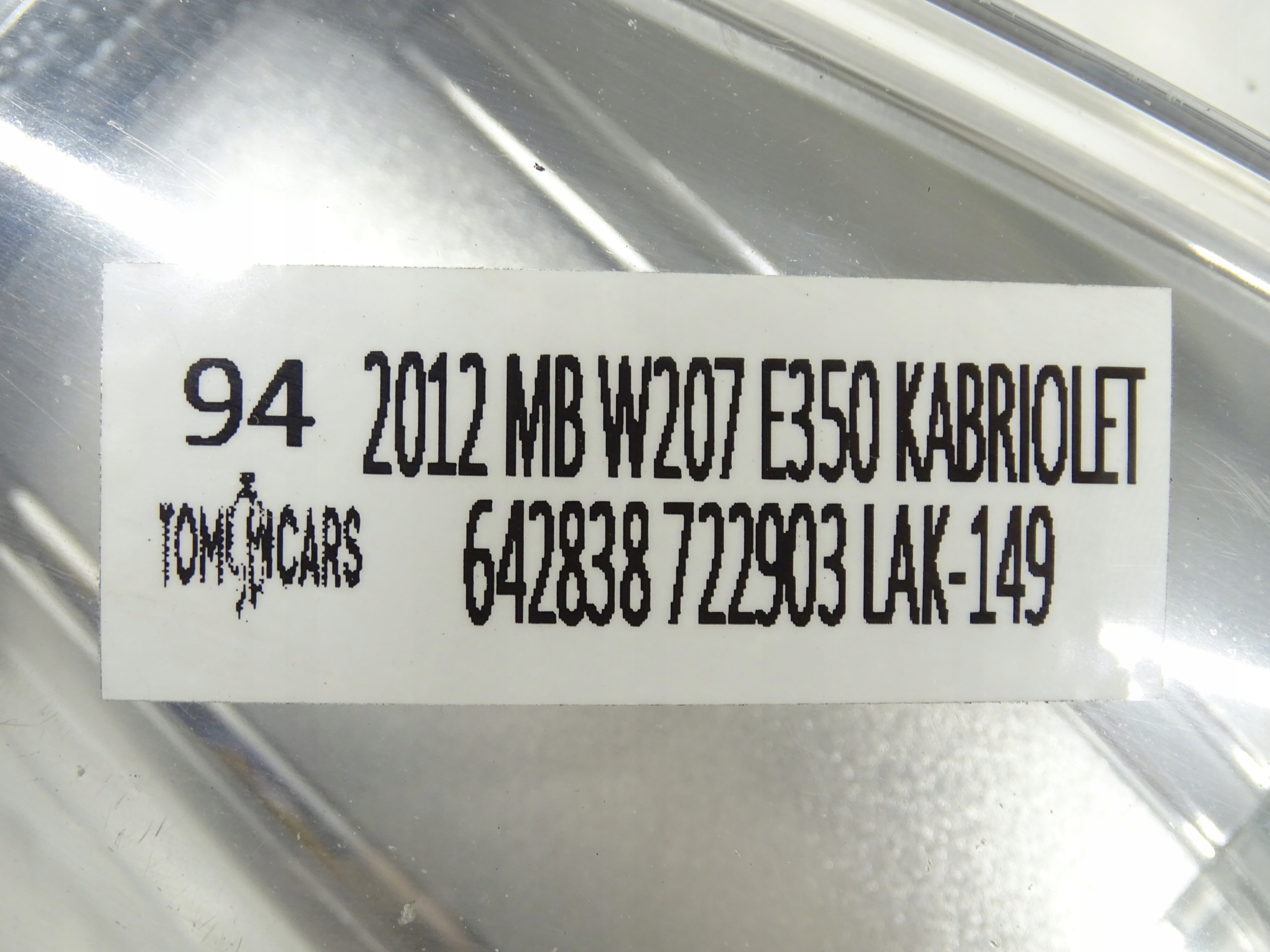 light left left front BIXENON MERCEDES E KLASA W207 UK A2078200239KZ
