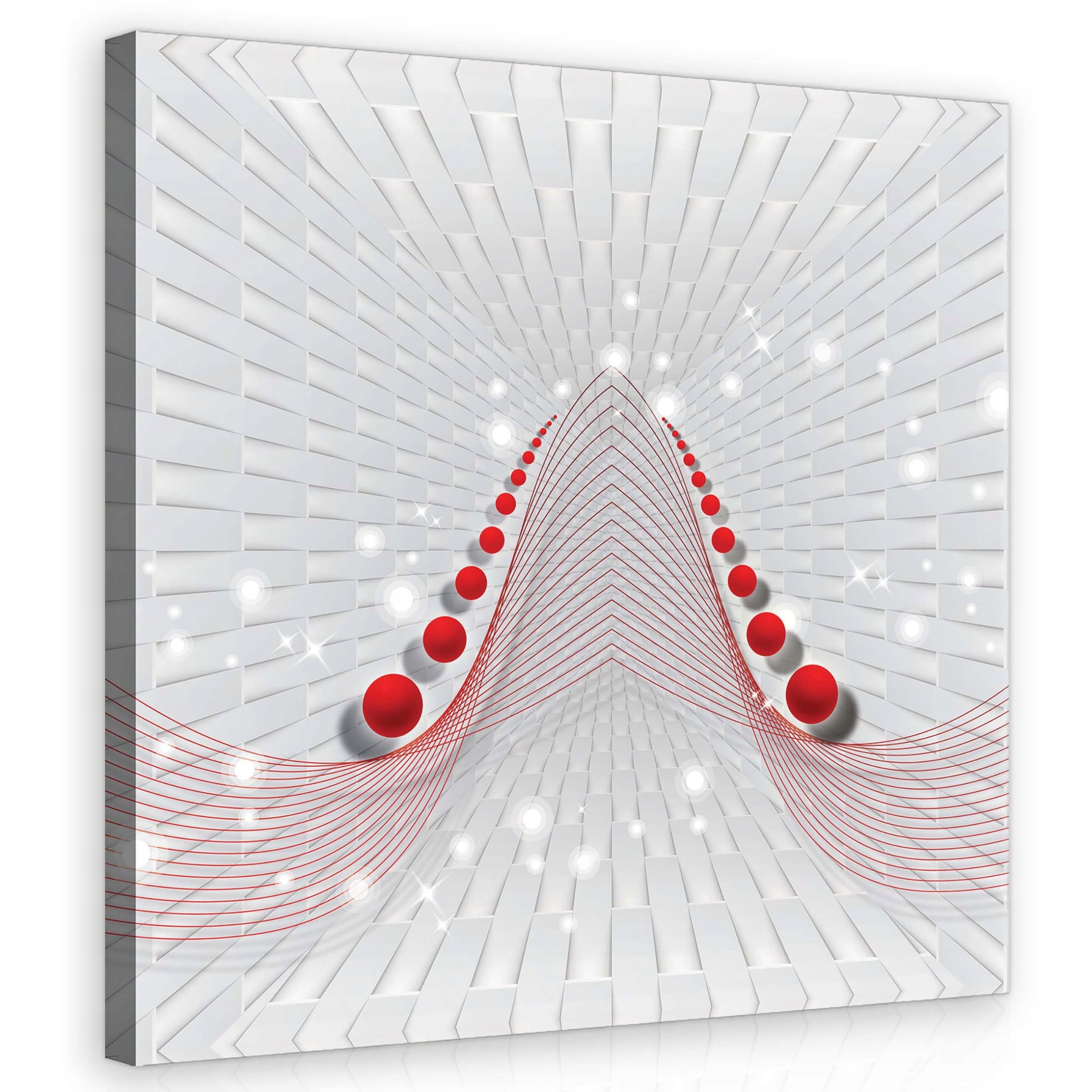 Obraz 80x80 Geometrický tanec červené a bílé barvy v moderním interiéru