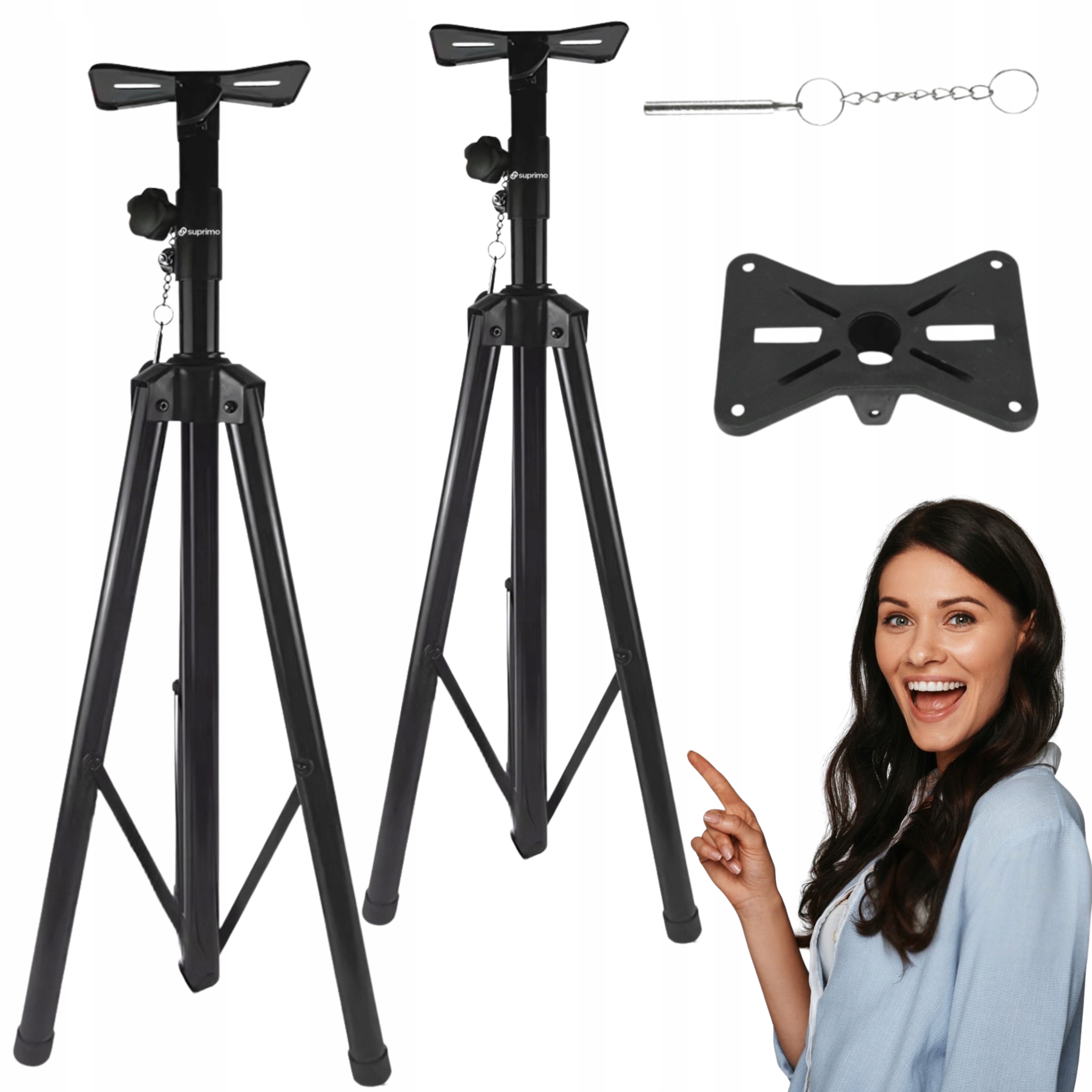 Zestaw 2x statyw kolumnowy tripod regulowany stojak kolumna głośnik do 60kg