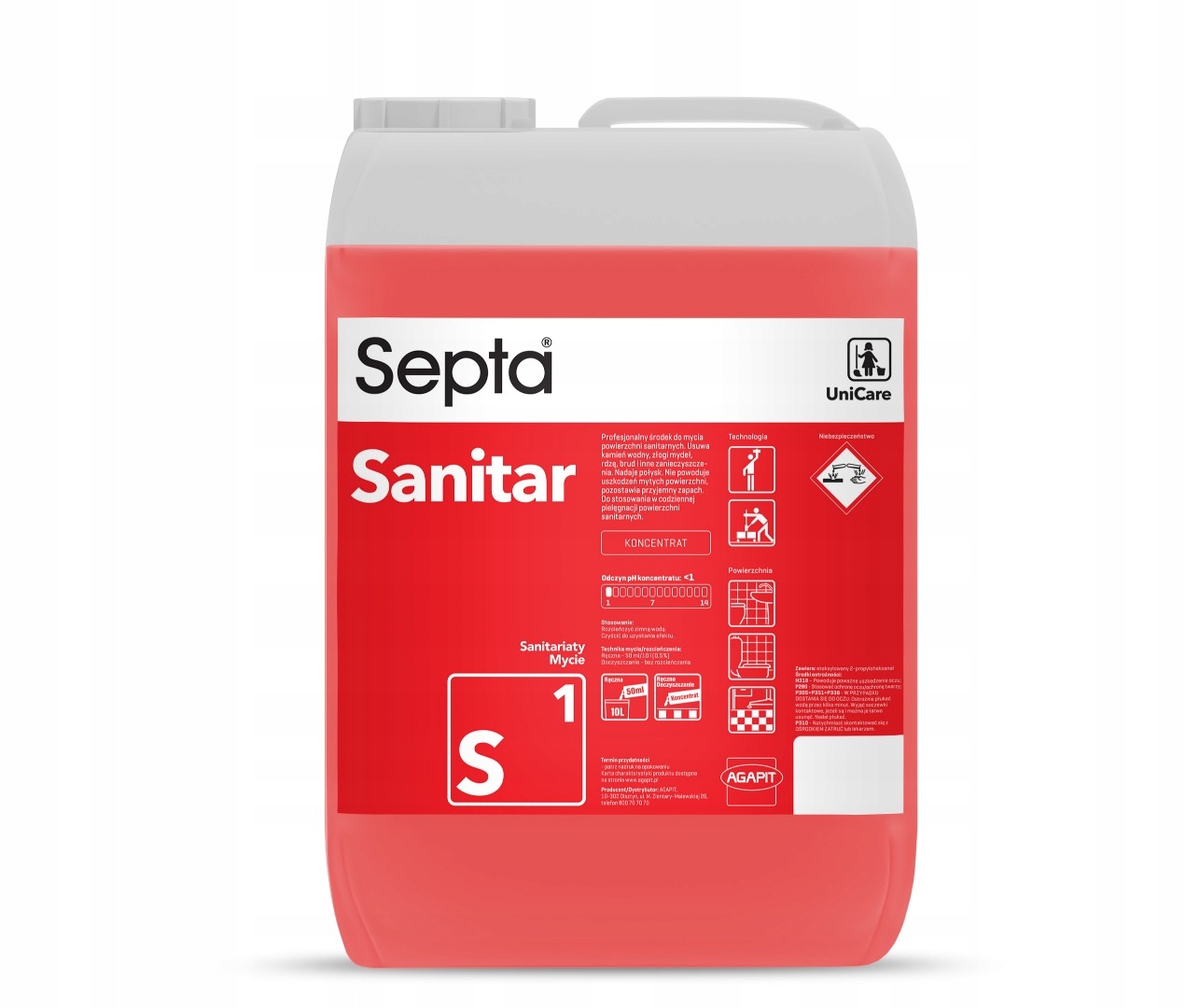 Levně Tekutina Septa Sanitární S1 10L pro mytí sanitárních zařízení