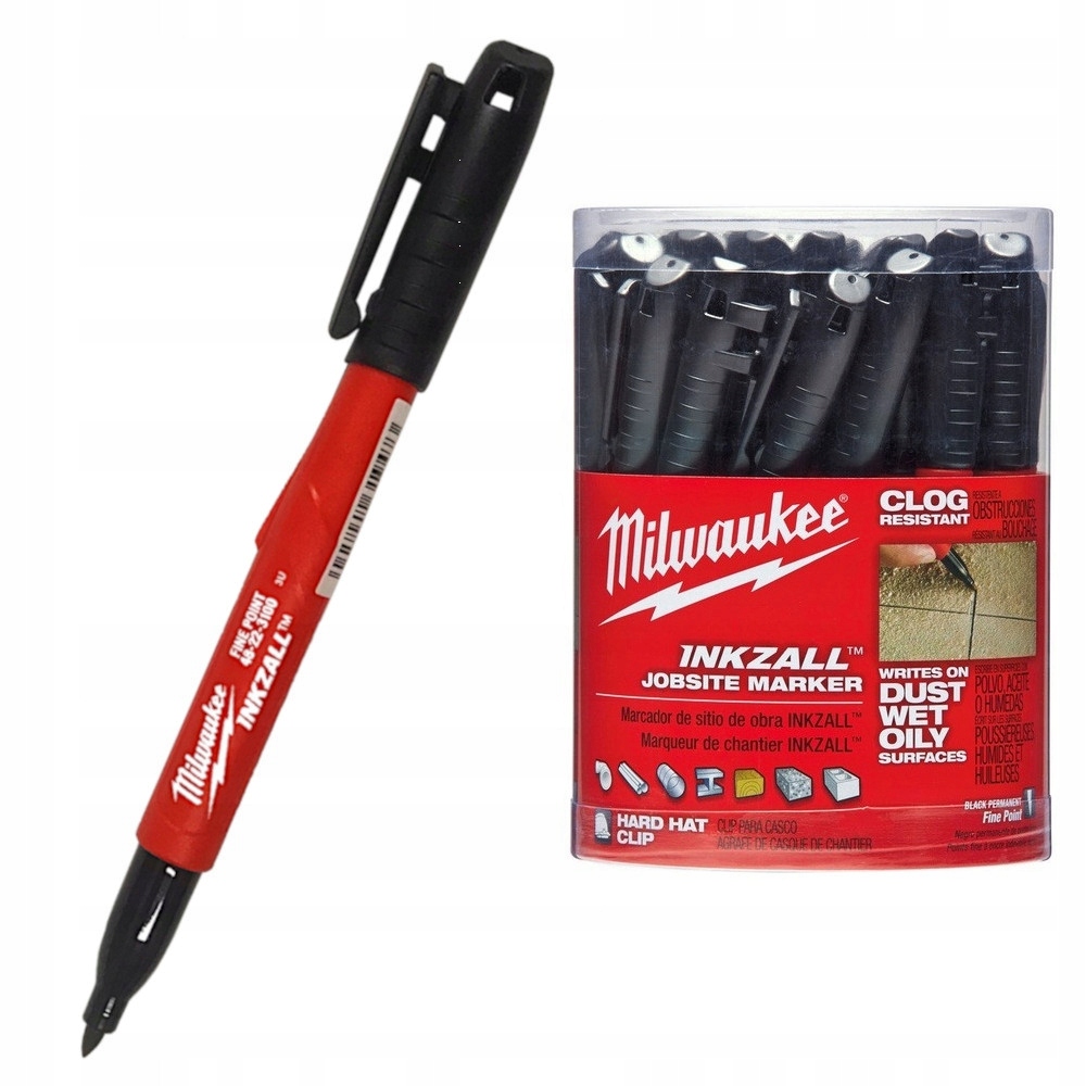 Marker czarny uniwersalny Inkzall Milwaukee 48223100 Zestaw 36 szt.