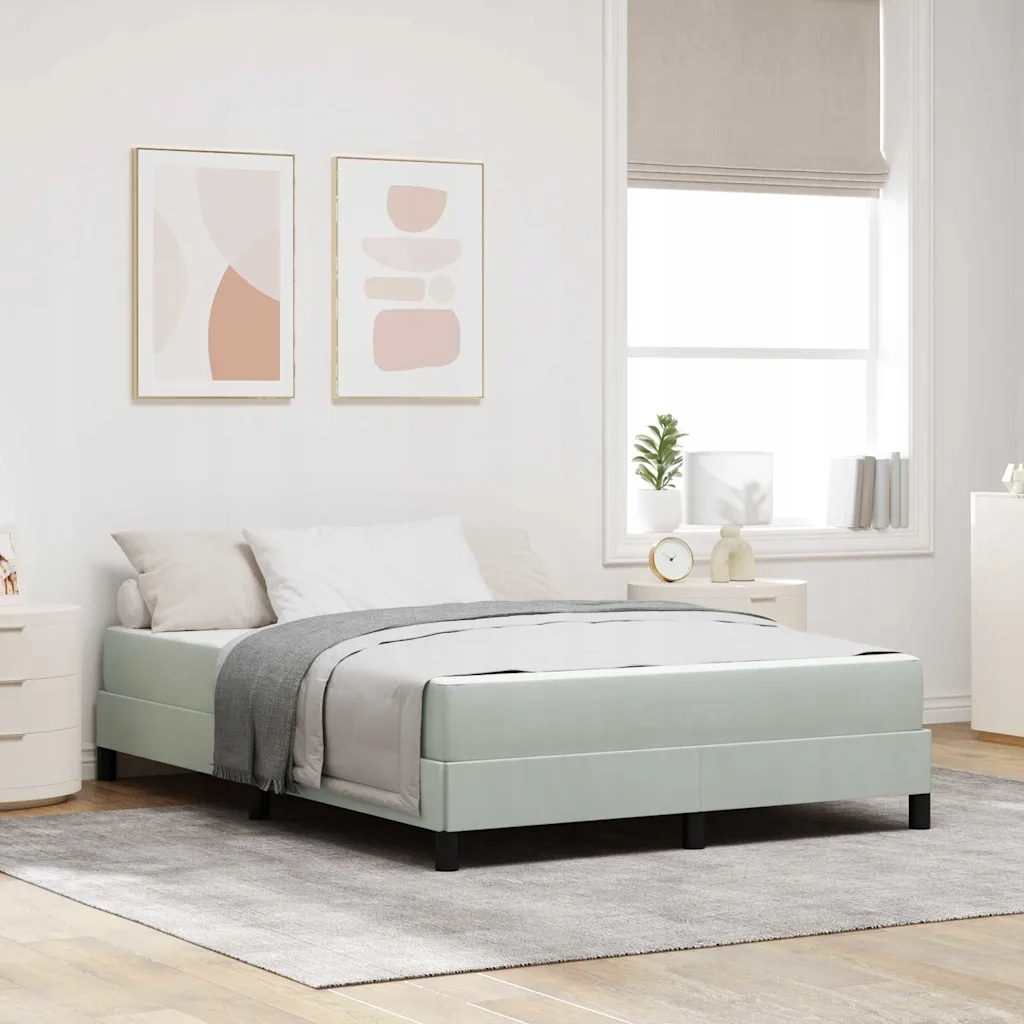 vidaXL Postel s boxspringem s matrací Světle šedá 140 x 200 cm textil