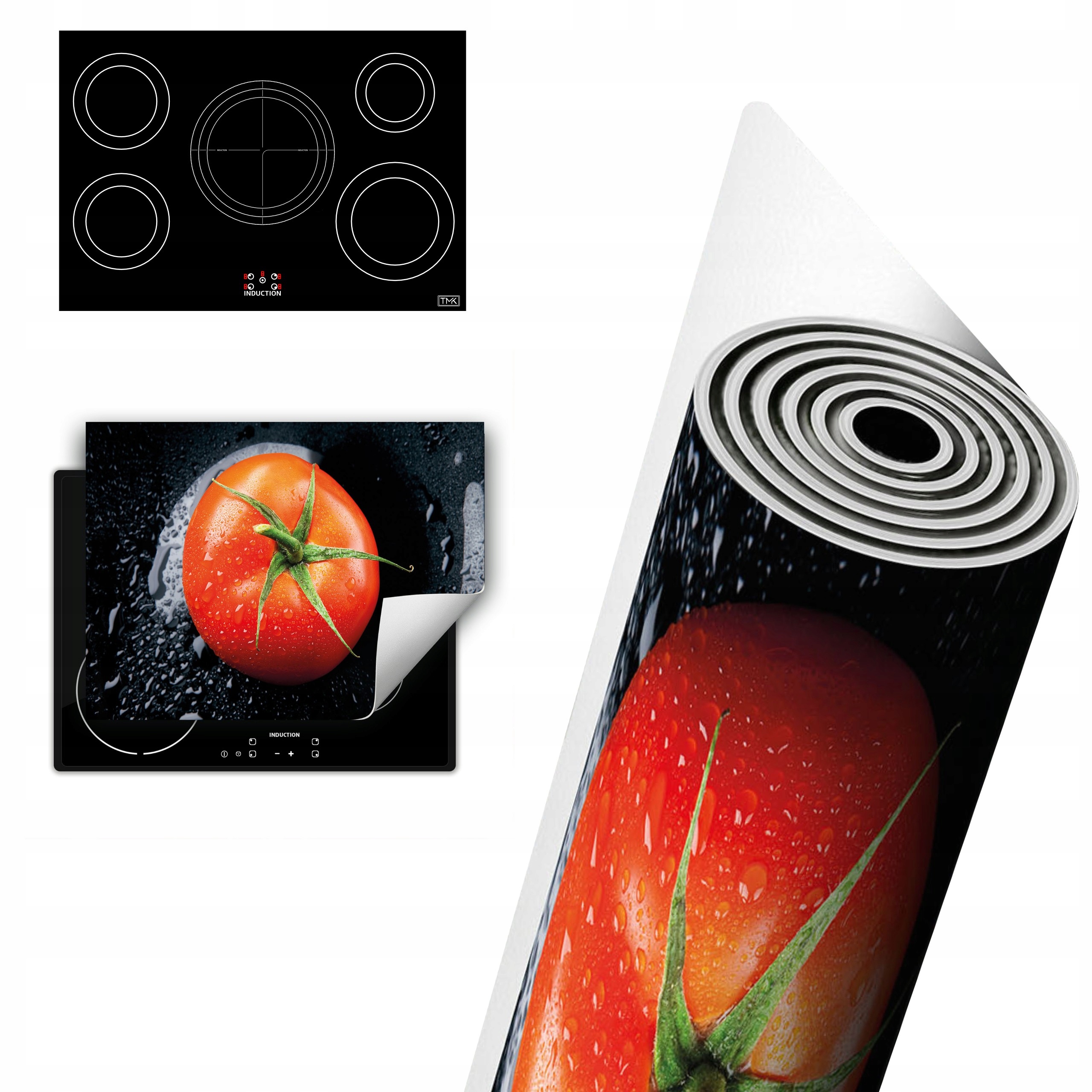 Vinylová Ochrana Na Indukci Deska 80x52 černá rajčata